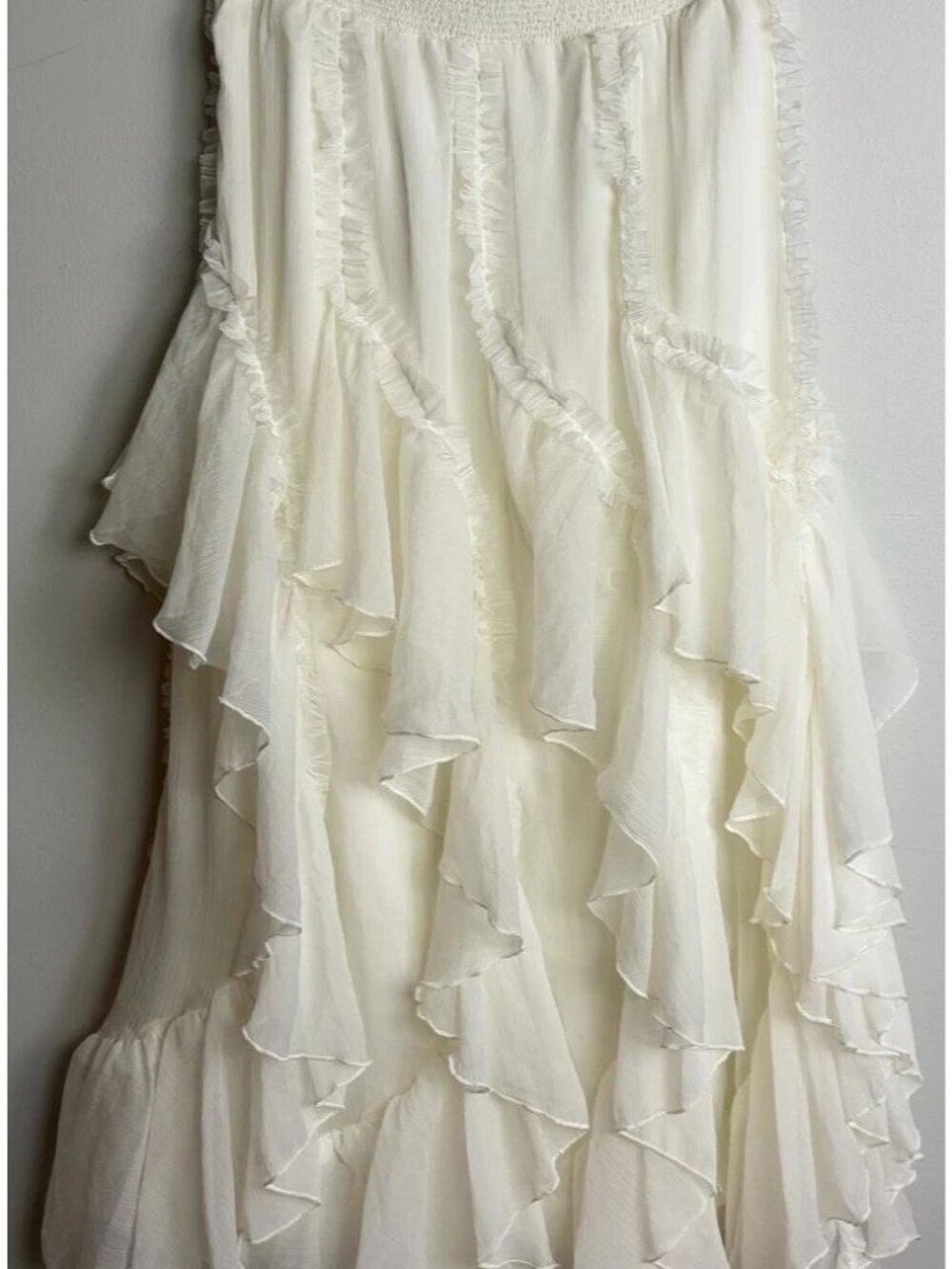 Kavita Bharta White Ruffled Maxi Skirt Tiered Chiffon Style Size Medium Women’s